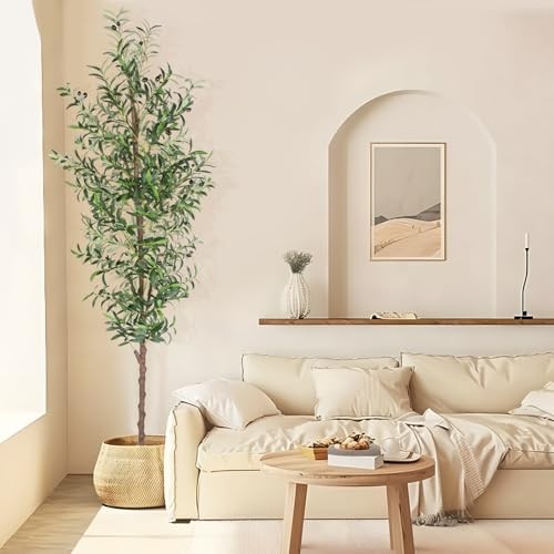 8FT Artificial Olive Tree for Outdoor Decor - 96in Tall Faux Plant in 1 Pack