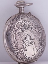 Antique Chinese Qing Dynasty Era Pocket Watch c.1890s -Silver Case Enamel Dial
