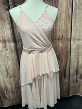 Light Peach Double Platinum Performancewear Dance Costume Adult Lg Adj. Straps