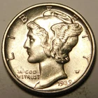 1939 D Mercury Dime AU-BU Actual Coin Pictured- Not Cleaned, Polished or Dipped