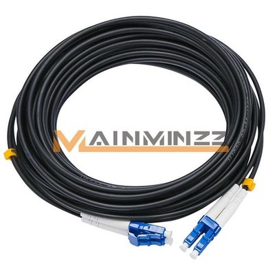 250M Black Armored Fiber Cable LC-LC UPC SM 9/125 Duplex Fiber Optic Patch Cord