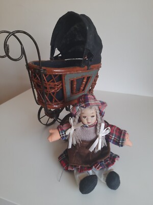VINTAGE BABY DOLL STROLLER VICTORIAN STYLE,HANDMADE CARRIAGE WITH
