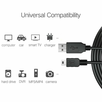 Cavo USB Intrecciato Da USB A A Mini B 3 Metri - Ricarica Rapida 2A E Dati - Per PS3, GoPro, Fotocamere
