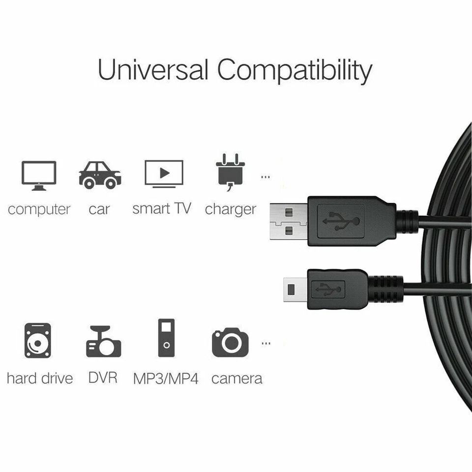 3ft Mini USB 2.0 Cable Black Type A Male to 5 Pin Mini-B Male 10UM-02101BK - Image 2 of 2
