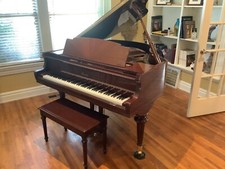 Essex baby grand piano 5 1 , sculpted legs, recently tuned to standard tuning.