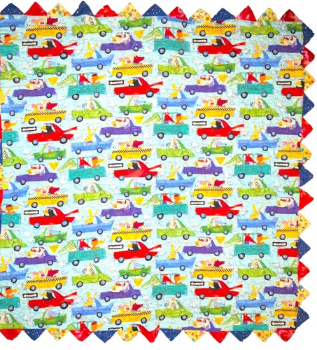 Quilt Handmade Baby Toddler Kids Animals Blanket Cars Trucks Red Blue Yellow 40”