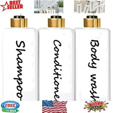 Stylish 3-Bottle Shampoo Dispenser Set - Elegant Labels for the Luxe Shower