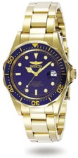 NEW Invicta Pro Diver Dark Blue Dial 18k GOLD Plated Stainless Steel Mens Watch
