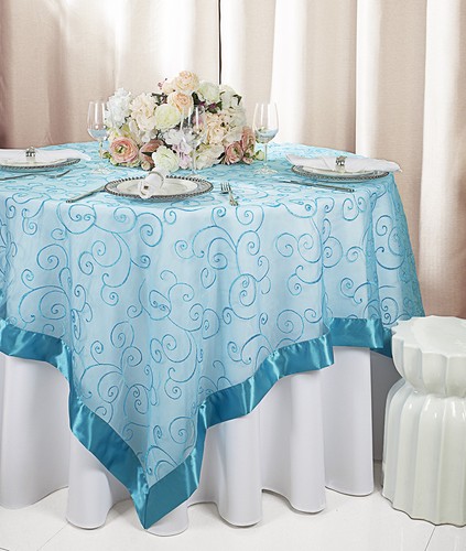 Wedding Linens Inc. 85" x 85" Embroidered Organza Table Overlay - Picture 31 of 32