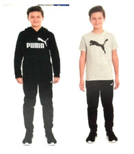 Puma Youth 3 Piece Hoodie, Shirt  Jogger Set Black/Grey, XXS 3/4 NWT