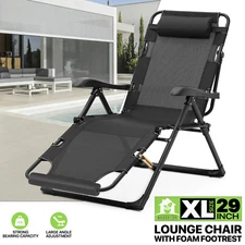 Zero Gravity Chair Foldable Black Patio Chair Chaise Breathable Mesh Camping Cot