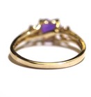 10k yellow gold .005ct SI1 H diamond heart amethyst gemstone ring 1.8g antique 7 — photo 6