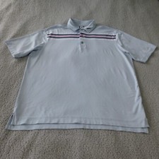 FootJoy Shirt Mens 2XL Golf Polo Blue Striped Performance Wicking Stretch