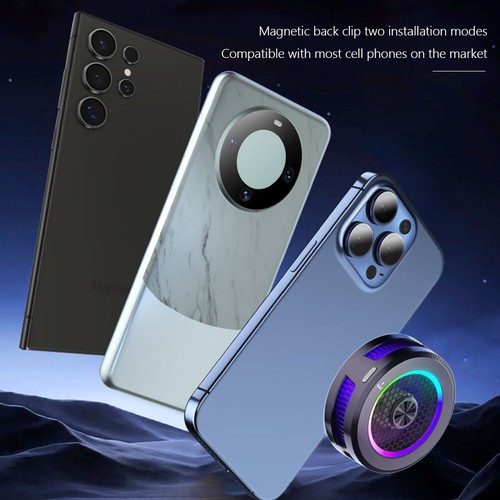 Refroidisseur Téléphone Magnétique & Clip Arrière RGB Éclairage Téléphone Ventilateur 15W pour iPad - Iphone - Photo 3 sur 8