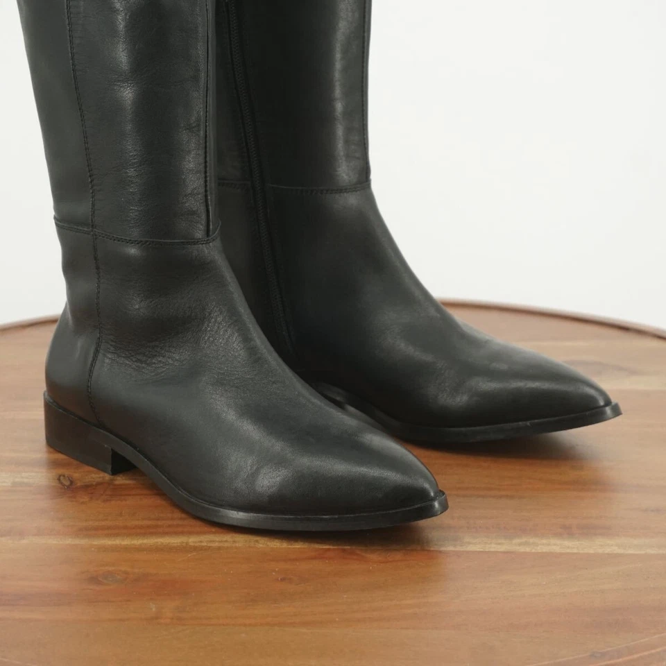 Botas Seychelles para mujer de tacto suave sobre la rodilla de cuero negro tacón ancho talla 6 Foto 2 de 4