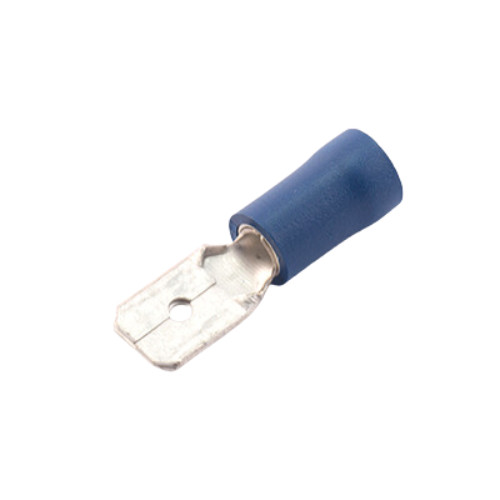 Pack of 100 Pre-Insulated Male Push-On Terminal Blue. Size 6.3 x 0.8mm - 63BMP