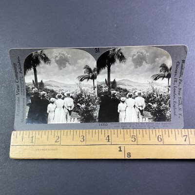 Volcano Erupts in Martinique French West Indies Stereoview Antique c1909 Y6120