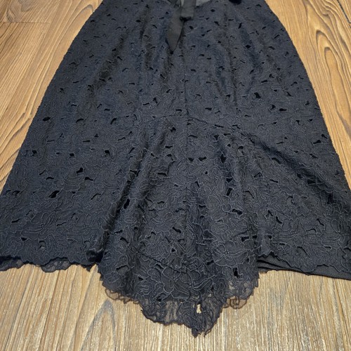 Vestido Nicole Miller para mujer 4 negro de encaje seda sin mangas midi novia cóctel - Imagen 12 de 13