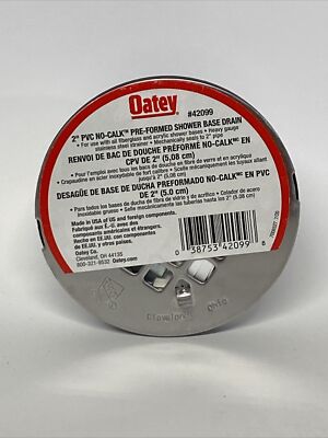 Oatey 42099, 2'' PVC No-Calk Pre-Formed Shower Base Drain, Brand New