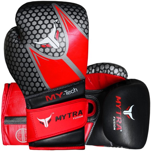 MY-TECH Punching Boxing Real Leather Mytra Sparring Training MMA Gloves - Picture 7 of 7