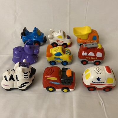 Lot of 9   VTech Go! Go! Smart Wheels Race Cars SUV Hippo Zebra Dump Emergency