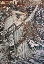 EXRare 1912 ARTHUR RACKHAM UNDINE FINE ORIGINAL Art Nouveau TIPPED PLATES BEAUTY