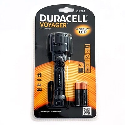 Duracell Voyager Opti-1 LED Taschenlampe 40 Lumen Schwarz AA Batterien