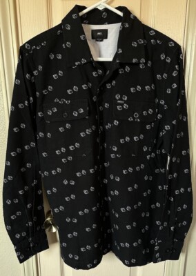 NWT OBEY Mens Small Fleece Long Sleeve Full Button Dice Shirt