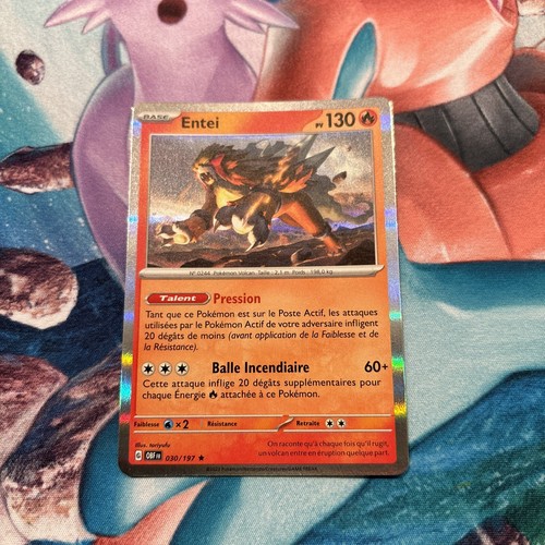 Entei 030/197 – Carte Pokémon Française Holo Ou Reverse (au Hasard) – Coffret Myboost X Écarlate & Violet Flammes Obsidiennes