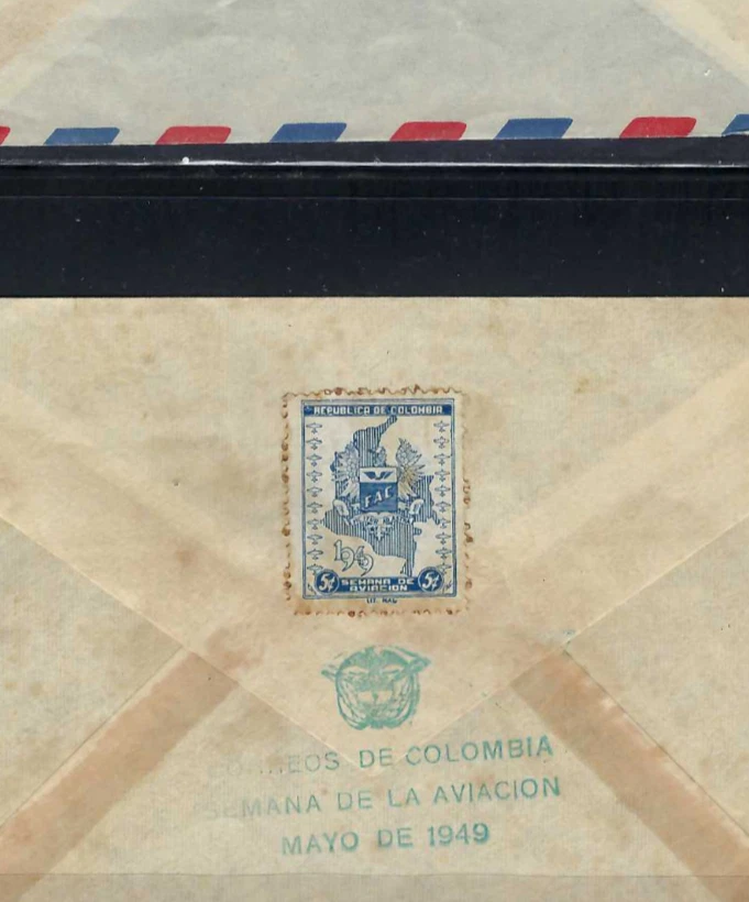 FUERZA AEREA COLOMBIA   SEMANA DE LA AVIACION MAYO DE 1949  STAMPS - F.D.C. 1982 - Image 3 of 4