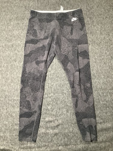 Nike Leggings Size Large Womens Gray Black Striped Gym Workout 28X28 - 第 1/8 張圖片