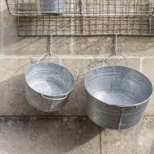 Zinc Bucket with Handles, Zinc Planter Metal Bowl, Zinc Plant Pot Storage Holder