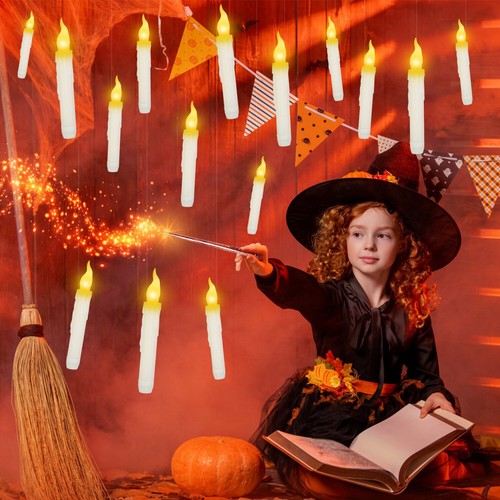 12 Pcs Floating Candles with Wand Remote Magic Halloween Decorations Flameless - Picture 14 of 22