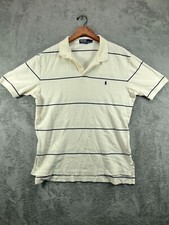 Mens Polos Shirts Large Polo Ralph Lauren White Blue Embroidered Logo Striped