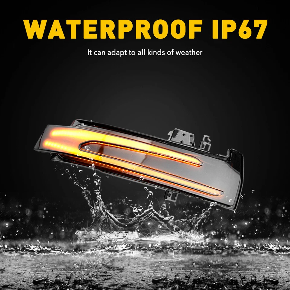 Luces de señal de giro LED secuenciales de espejo lateral W+Y para Mercedes C E S CLA CLS GLK Foto 4 de 4
