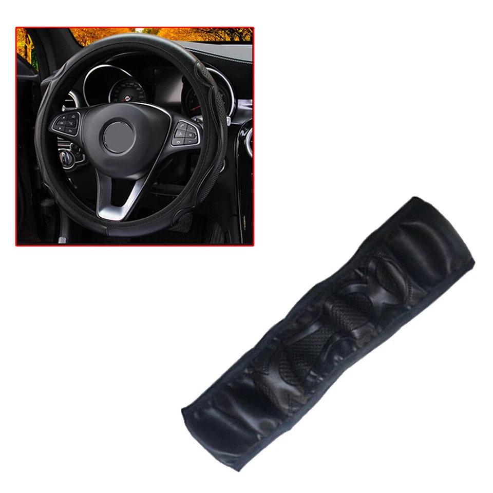 15" Black Leather Anti-slip Car Steering Wheel Cover Protector Car Accessories - Image 4 of 4