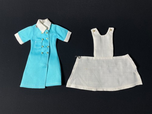 Palitoy Action Girl Krankenschwester Outfit 1970er blau Uniform Kleid Schürze passt 12" Puppe