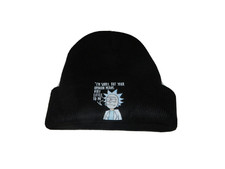 Rick And Morty TV Series "RICK YOUR OPINION" BLACK KNIT EMBROIDERED CUFF BEANIE