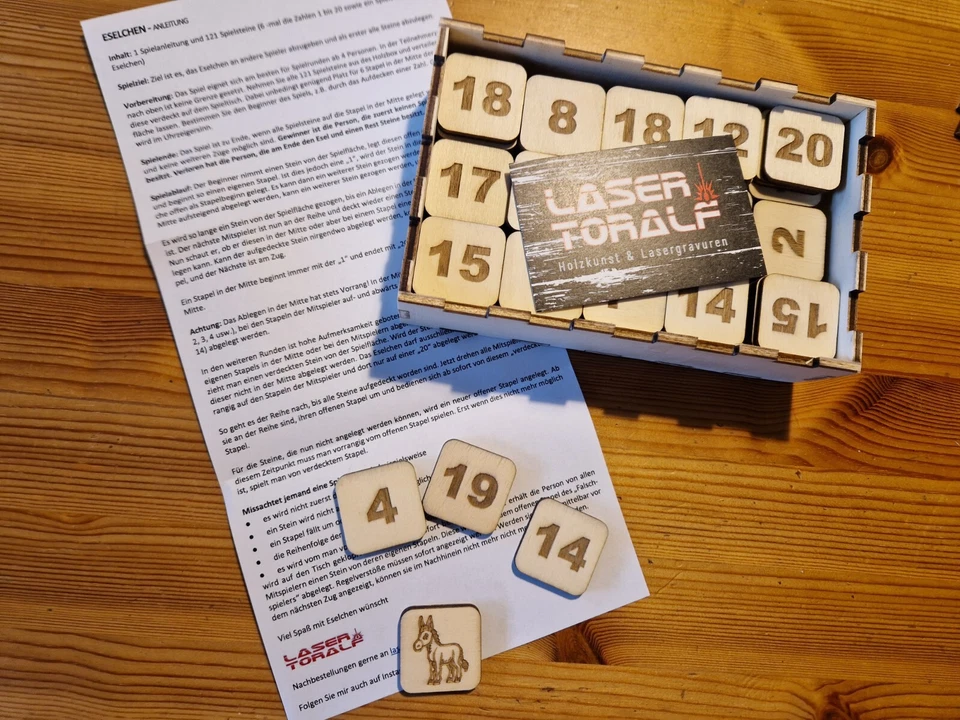 Eselchen das Original, das Eselspiel mit 121 Spielsteinen in schicker Holzbox - Bild 2 von 4