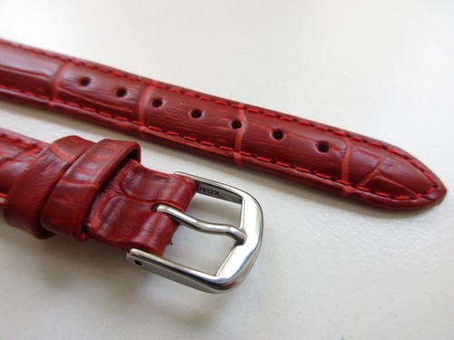 Red alligator print 15 MM leather watch band strap - Picture 3 of 5