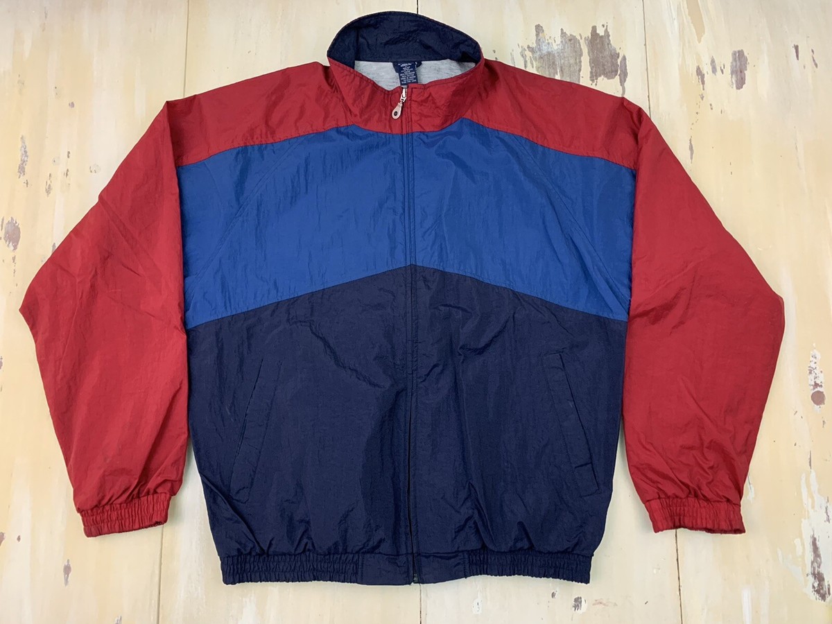 Lands' End ネイビー/レッド　llbean LANDS END - Vtg 90s Red Blue Color Block Lined Jacket Windbreaker