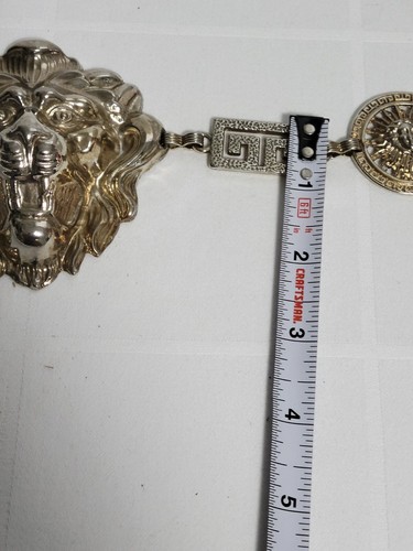 Lion Head Belt Gold Tone Metal Medusa links Vintage - Picture 10 of 18