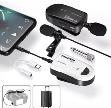 Wireless Lavalier Lapel Microphone,65-130ft Range,Plug＆Play,UHF Rechargeable 124