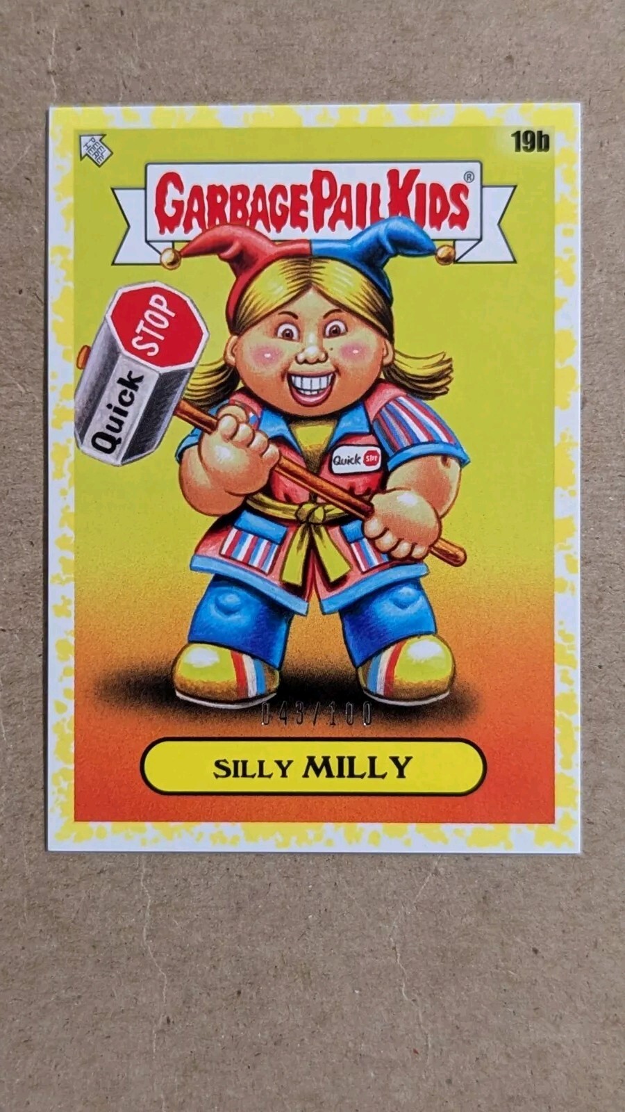 2023 Topps Garbage Pail Kids X View Askew Yellow #19b Silly Milly front