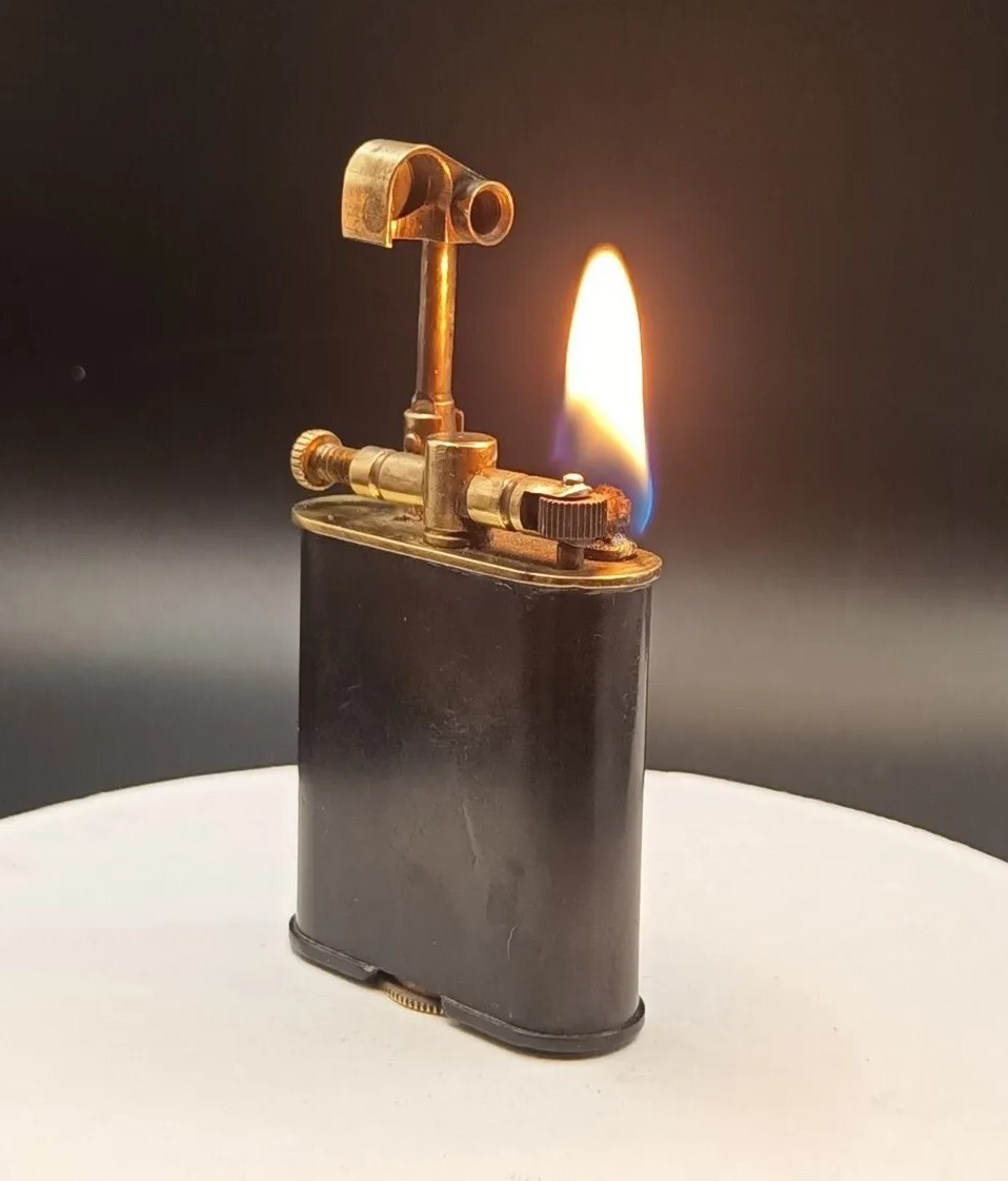 Antique 1928 MEB Demley Blue Star Bakelite Lift Arm Petrol Lighter Working Order