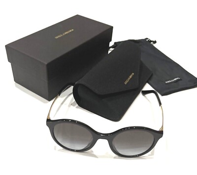 DOLCE & GABBANA BLACK/SMOKE GRADIENT ROUND SUNGLASSES DG 4358-F NEW DOLCE & GABBANA DG 4358 501/8G BLACK GRADIENT AUTHENTIC  main image 4