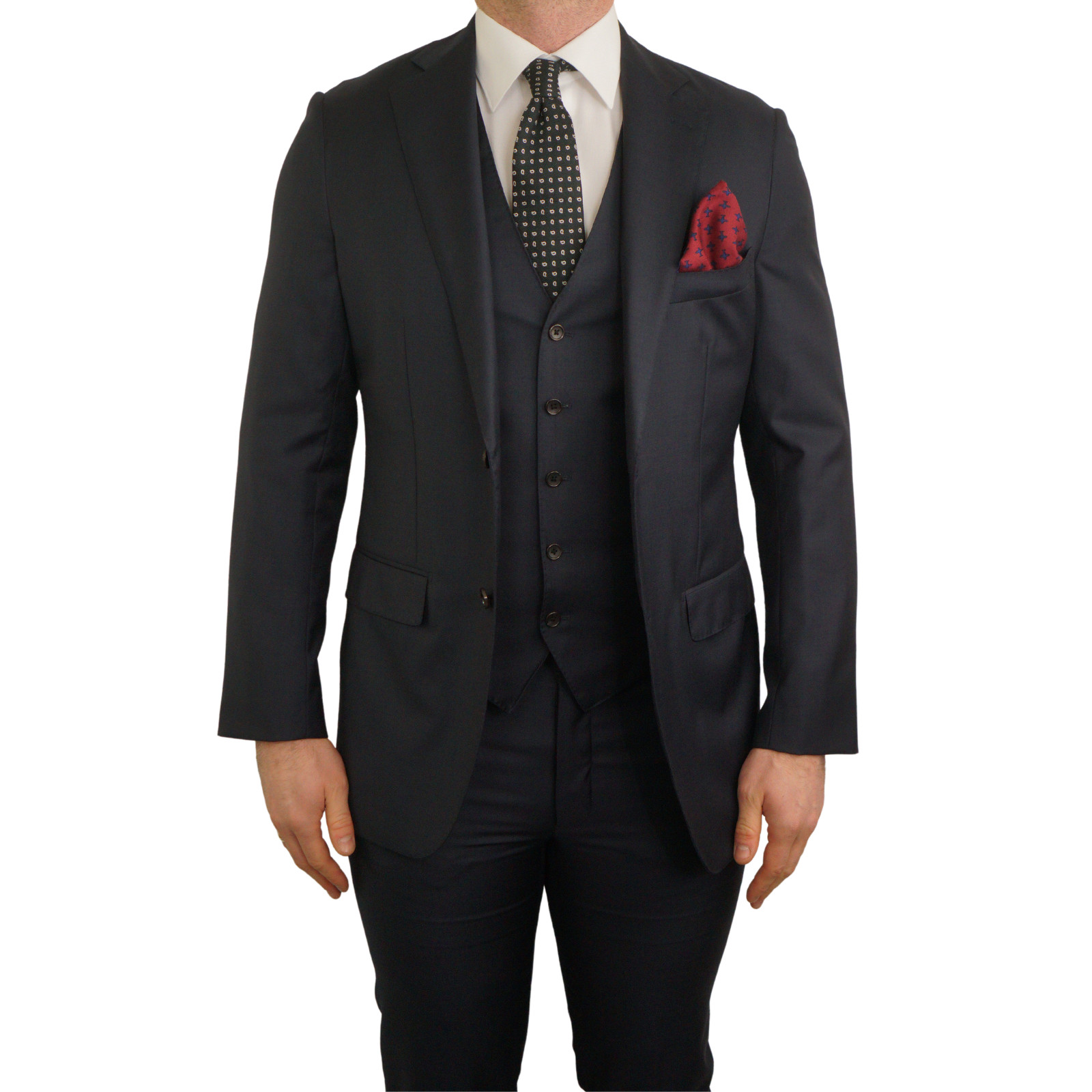 Men Suitsupply 3 Piece Suit Lazio Navy Blue Measure Size 33 EU66S UK/US56S image 6