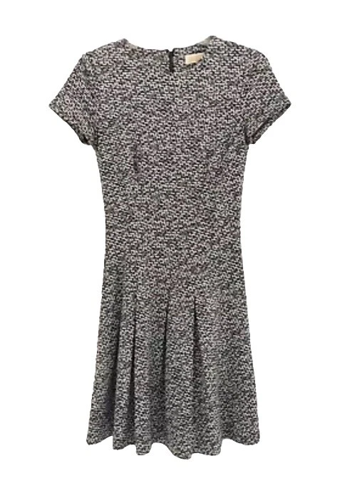 Michael Kors Women Herringbone-Print Ponte Dress Size 00 Black Gray Short Sleeve — 第 3/4 张图片