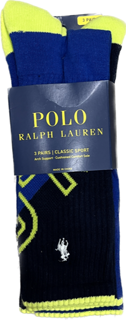 SAOLA Polo Ralph Lauren Uomo Confezione 2 Calzini Crew Sportivi Imbottiti Suola Comfort Blu