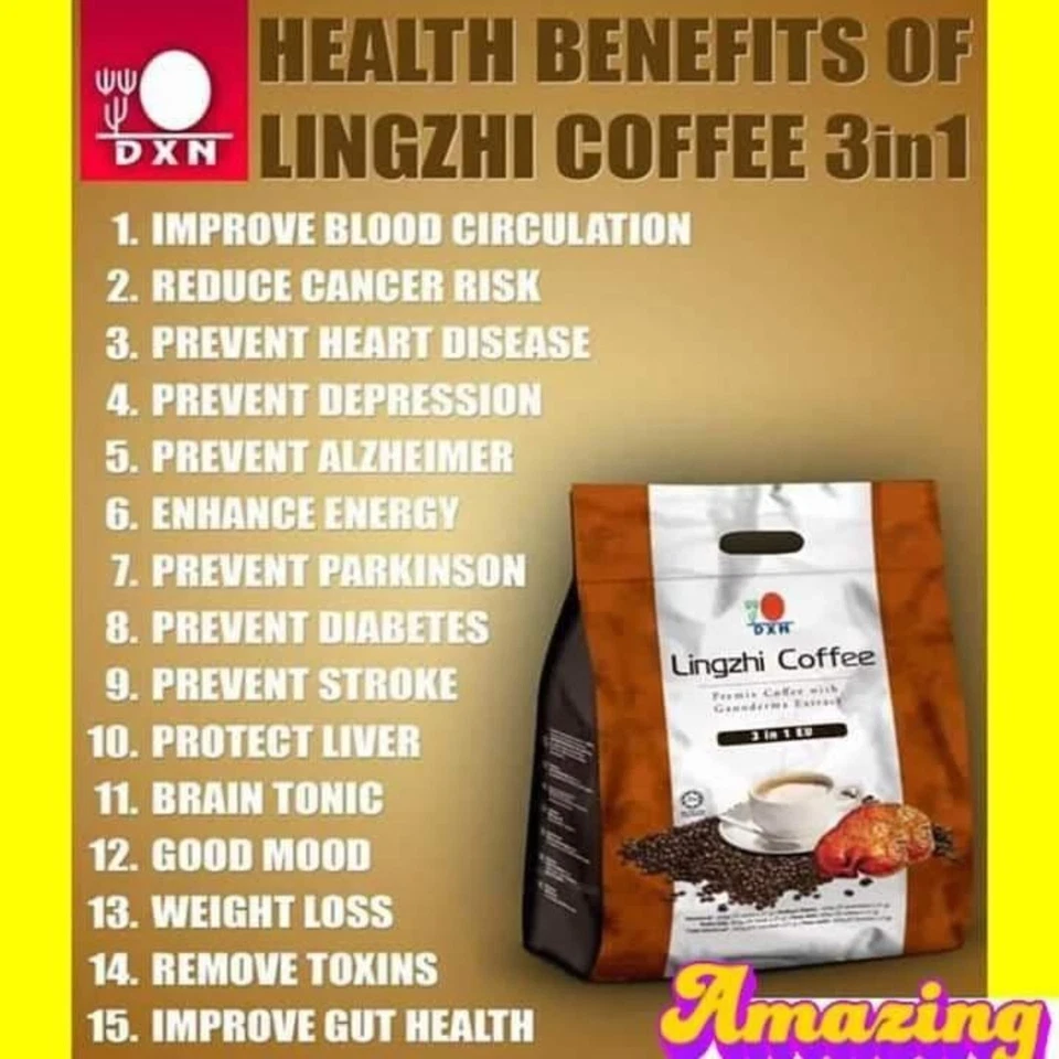 6 paquetes de café Lingzhi DXN 3 en 1 - 20 sobres/paquete, suave y conveniente + DHL Foto 4 de 4
